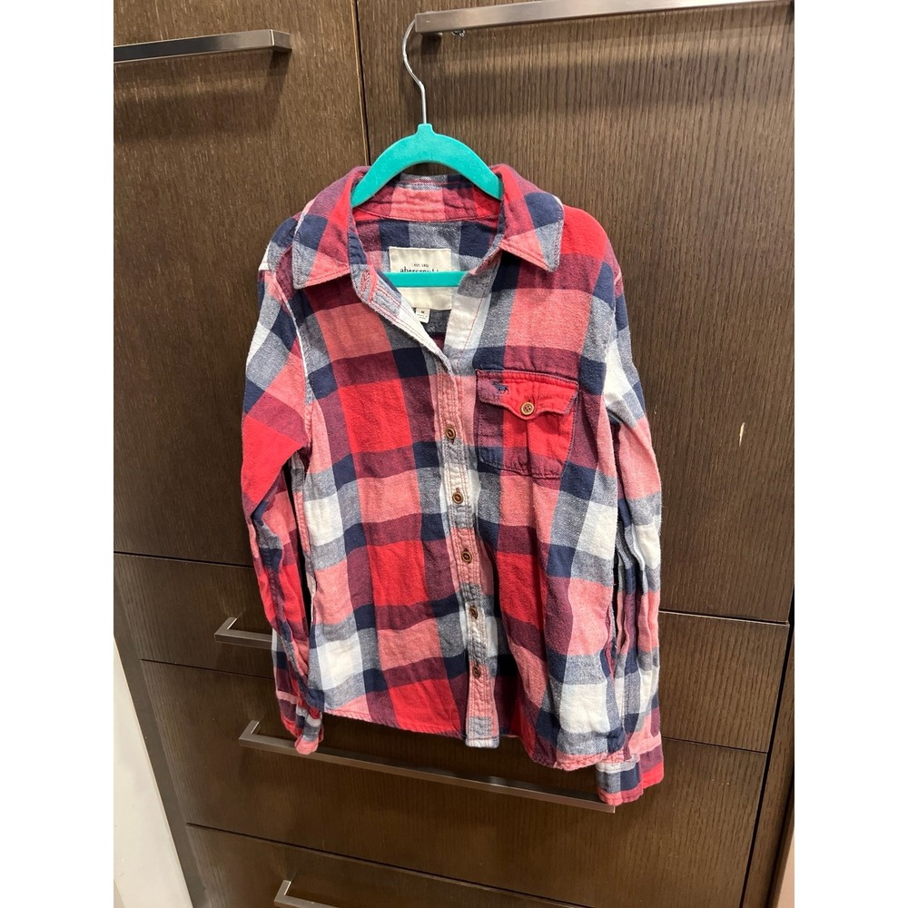 Abercrombie plaid flannel button up boys size medium